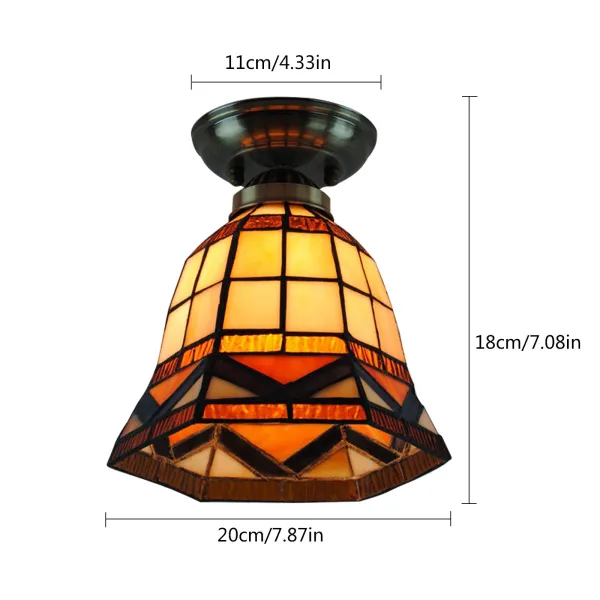 Tiffany Ceiling Lights 1-Light 7.8" Wide Mission Style Stained Glass Flush Mount Ceiling Light for Bedroom Hallway