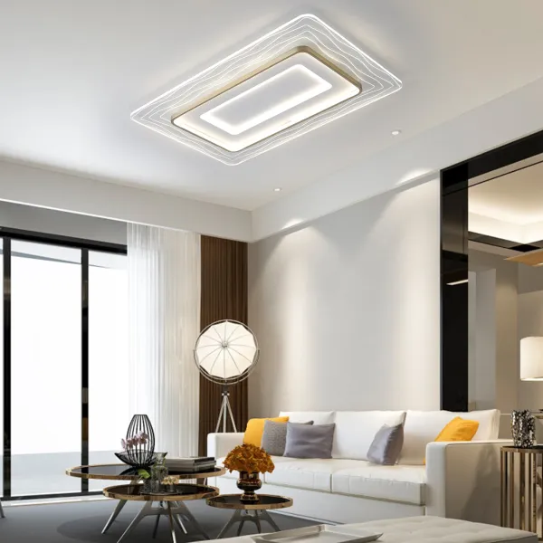Modern LED Ceiling Light Wave Rectangle Dimmable Light Fixture Ceiling Lamp Flower Shape
