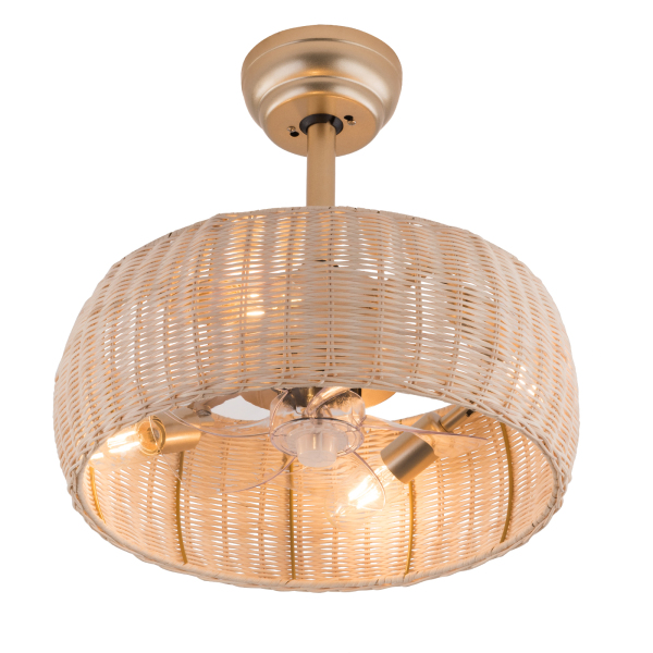 18.5in Boho Ceiling Fan with Lights, Rattan Caged Flush Mount Ceiling Fans with Lights and Remote Control, Bamboo Profile Ceiling Fan 18.5in Boho Ceiling Fan with Lights, Rattan Caged Flush Mount Ceiling Fans with Lights and Remote Control, Bamboo Profile Ceiling Fan