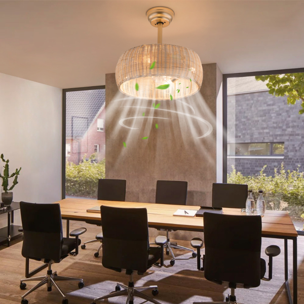 18.5in Boho Ceiling Fan with Lights, Rattan Caged Flush Mount Ceiling Fans with Lights and Remote Control, Bamboo Profile Ceiling Fan 18.5in Boho Ceiling Fan with Lights, Rattan Caged Flush Mount Ceiling Fans with Lights and Remote Control, Bamboo Profile Ceiling Fan