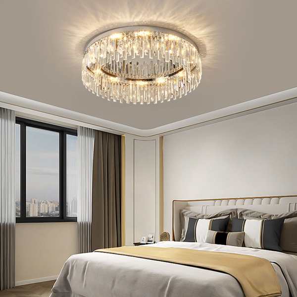 Bathroom Chandelier Flush Mount Light Fixture 23.6-Inch Modern Crystal Chandelier Lighting for Living Room,Bedroom