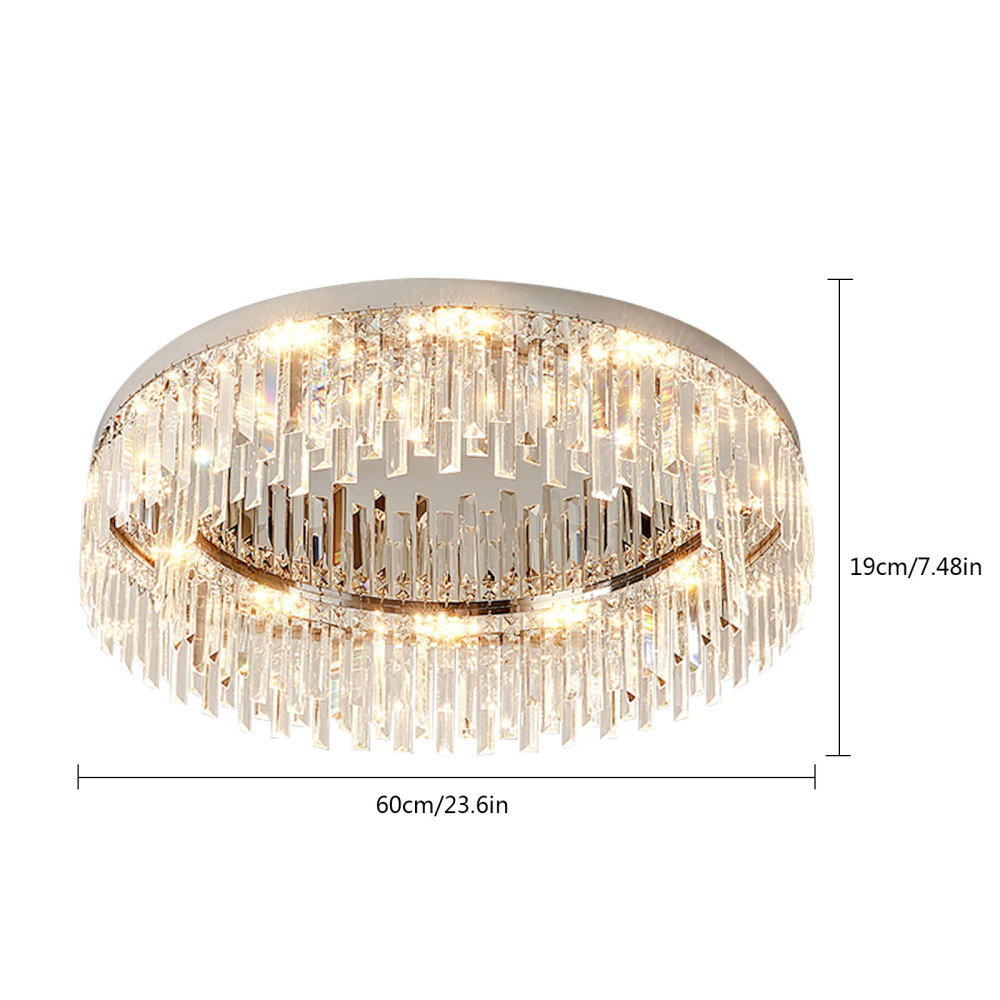 Bathroom Chandelier Flush Mount Light Fixture 23.6-Inch Modern Crystal Chandelier Lighting for Living Room,Bedroom