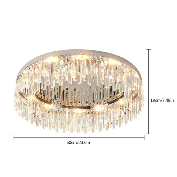 Bathroom Chandelier Flush Mount Light Fixture 23.6-Inch Modern Crystal Chandelier Lighting for Living Room,Bedroom