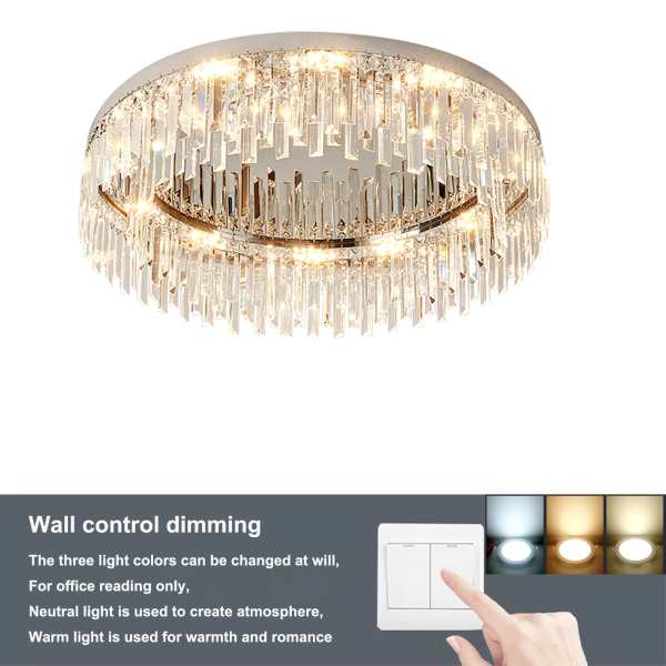 Bathroom Chandelier Flush Mount Light Fixture 23.6-Inch Modern Crystal Chandelier Lighting for Living Room,Bedroom