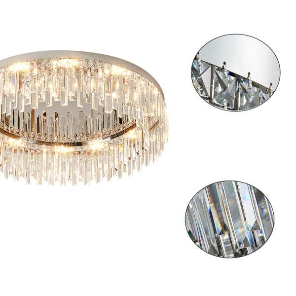 Bathroom Chandelier Flush Mount Light Fixture 23.6-Inch Modern Crystal Chandelier Lighting for Living Room,Bedroom