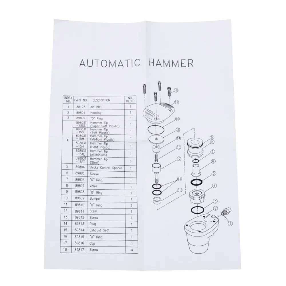 Aotomatic Air Palm Hammer Low Noise Steel Aluminum Handheld Pneumatic Hammer 1000 Times/Minute with 6 Multi-Material Hammerheads