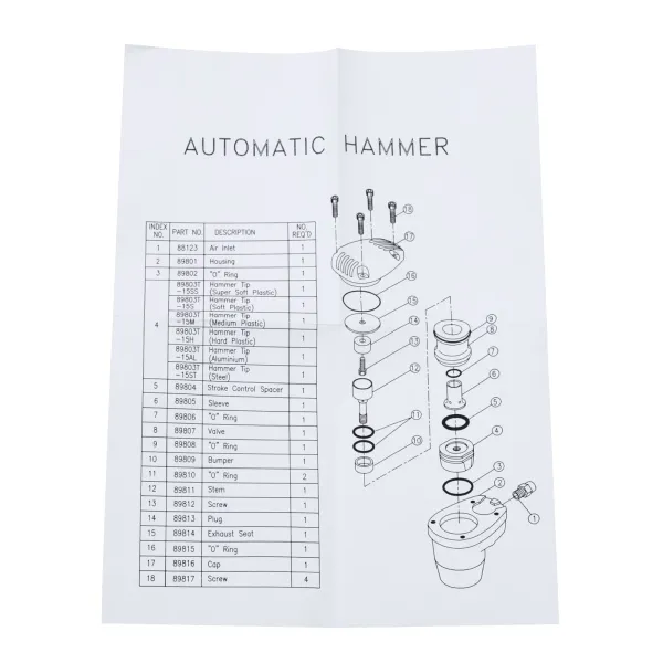 Aotomatic Air Palm Hammer Low Noise Steel Aluminum Handheld Pneumatic Hammer 1000 Times/Minute with 6 Multi-Material Hammerheads