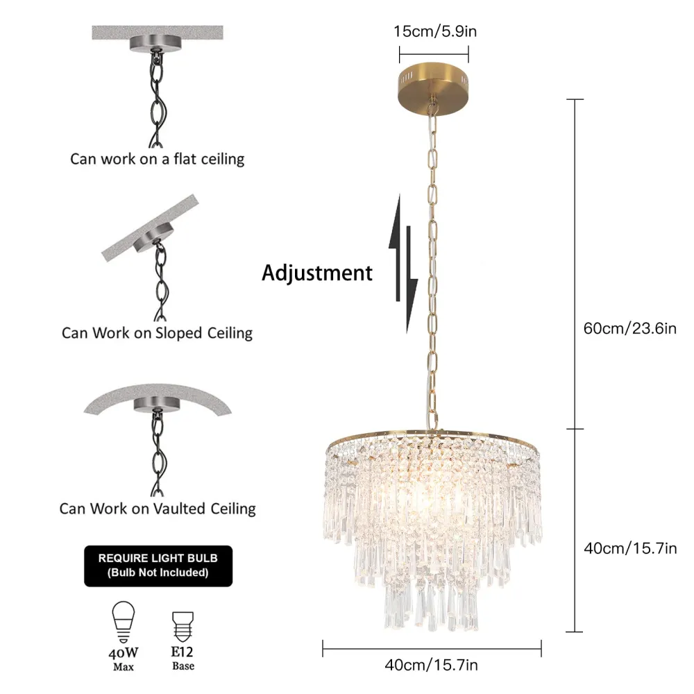 LED Crystal Round Chandelier Modern Luxury Gold Chandelier 5 Light