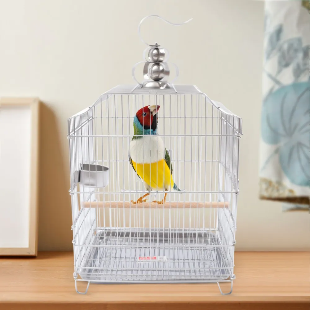 Bird Cage Open Stand Upright Parrot Parakeet Cage with Rolling Stand