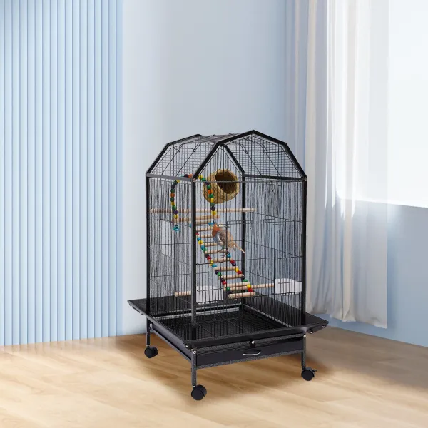 Bird Cage Open Top Standing Parrot Parakeet Cage with Rolling Stand Large Metal Bird Flight Cage Bird Cage Open Top Standing Parrot Parakeet Cage with Rolling Stand Large Metal Bird Flight Cage