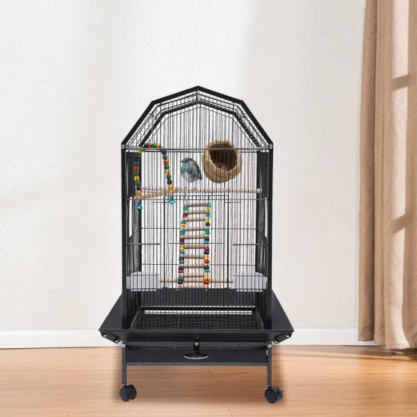 Bird Cage Open Top Standing Parrot Parakeet Cage with Rolling Stand Large Metal Bird Flight Cage Bird Cage Open Top Standing Parrot Parakeet Cage with Rolling Stand Large Metal Bird Flight Cage