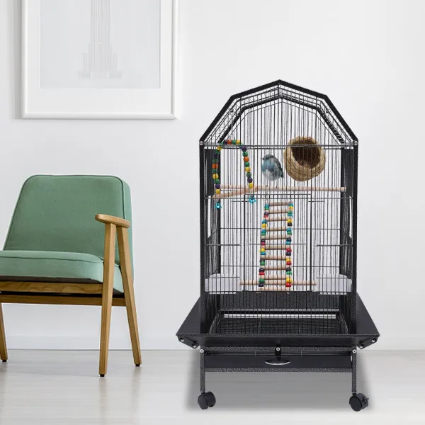 Bird Cage Open Top Standing Parrot Parakeet Cage with Rolling Stand Large Metal Bird Flight Cage Bird Cage Open Top Standing Parrot Parakeet Cage with Rolling Stand Large Metal Bird Flight Cage