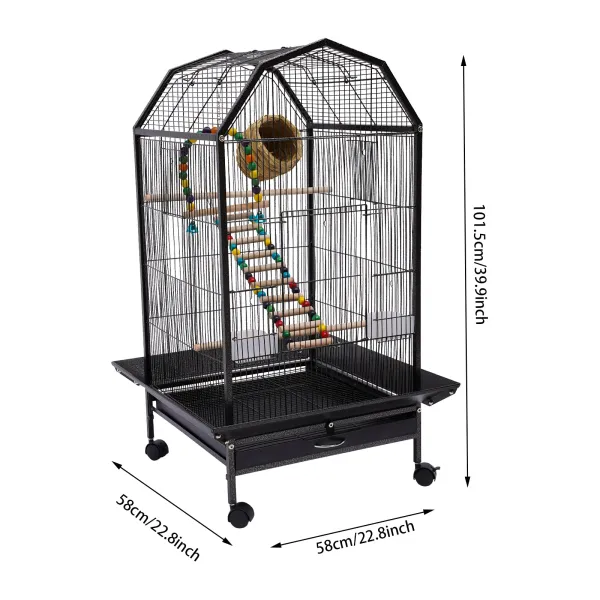Bird Cage Open Top Standing Parrot Parakeet Cage with Rolling Stand Large Metal Bird Flight Cage Bird Cage Open Top Standing Parrot Parakeet Cage with Rolling Stand Large Metal Bird Flight Cage