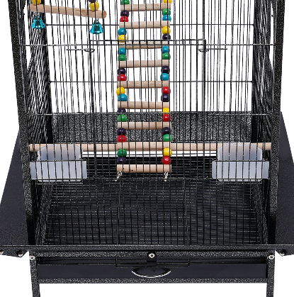 Bird Cage Open Top Standing Parrot Parakeet Cage with Rolling Stand Large Metal Bird Flight Cage