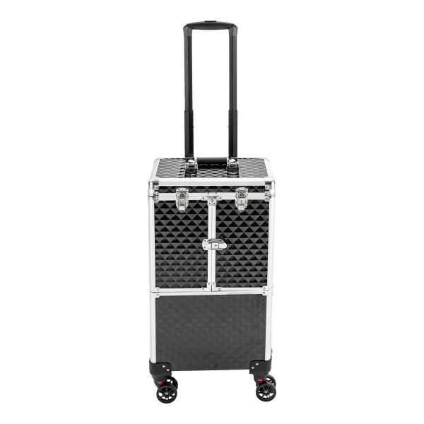 CNCEST Rolling Makeup Case Aluminium Alloy, Movable Rectangular Makeup Train Case CNCEST Rolling Makeup Case Aluminium Alloy, Movable Rectangular Makeup Train Case