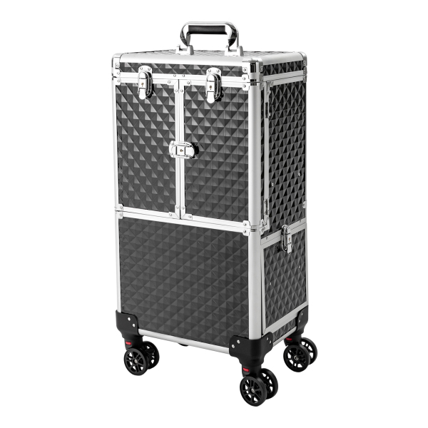 CNCEST Rolling Makeup Case Aluminium Alloy, Movable Rectangular Makeup Train Case CNCEST Rolling Makeup Case Aluminium Alloy, Movable Rectangular Makeup Train Case