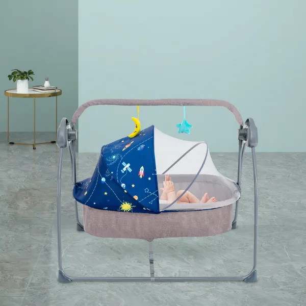 Baby Cradle Swing Speed Electric Stand Crib Auto Rocking Chair Bed