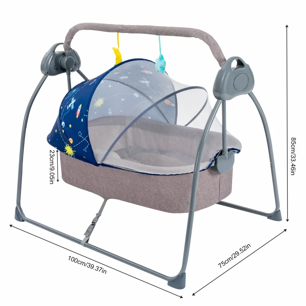 Baby Cradle Swing Speed Electric Stand Crib Auto Rocking Chair Bed