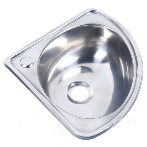 CNCEST Stainless Steel Single Bowl Sink 17.32" Wall-Mounted Triangle Wash Basin Small Corner Basin Sink for Kitchen Bathroom Lavatory