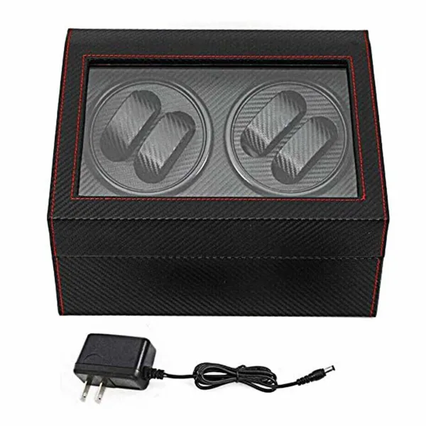 CNCEST Self Winding Watch Box Watch Self Winder Box Automatic Rotation - Full Black