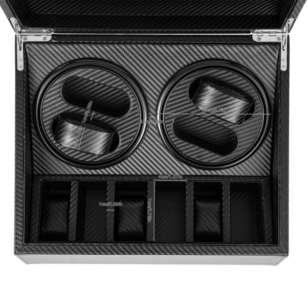 CNCEST Self Winding Watch Box Watch Self Winder Box Automatic Rotation - Full Black