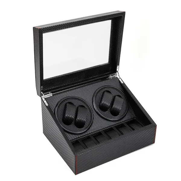 CNCEST Self Winding Watch Box Watch Self Winder Box Automatic Rotation - Full Black