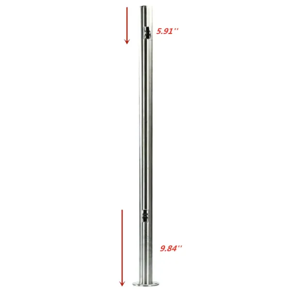 CNCEST High-quality Stainless Steel Balustrade Posts, 90cm Landing Baluster Poles Handrail Railing with Glass Clamps and Rubbers