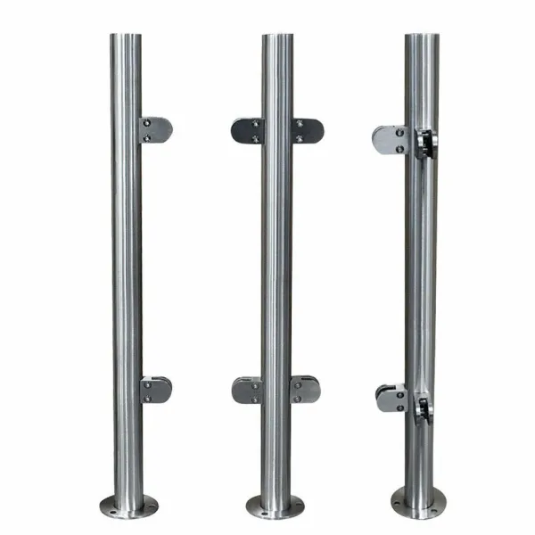 CNCEST High-quality Stainless Steel Balustrade Posts, 90cm Landing Baluster Poles Handrail Railing with Glass Clamps and Rubbers
