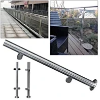 Stainless Steel Balustrade Posts, 90cm Landing Baluster Poles Handrail Railing with Glass Clamps and Rubbers