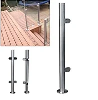 Stainless Steel Balustrade Posts, 90cm Landing Baluster Poles Handrail Railing with Glass Clamps and Rubbers