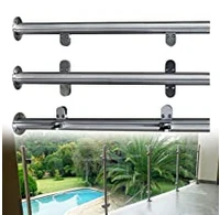 Stainless Steel Balustrade Posts, 90cm Landing Baluster Poles Handrail Railing with Glass Clamps and Rubbers