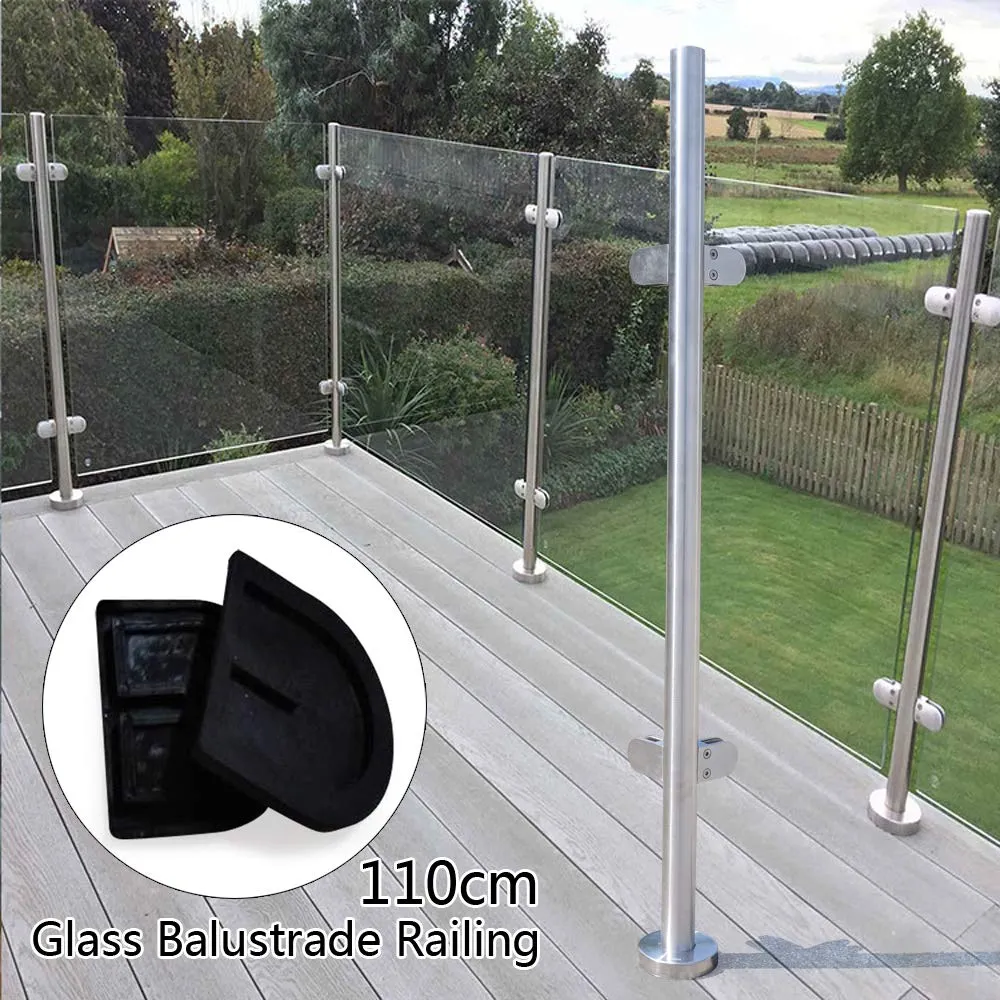 110cm Glass Railing System, 316 Stainless Steel Pole Handrail Round ...