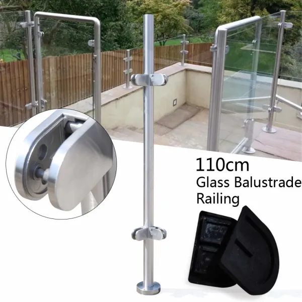 110cm Glass Railing System, 316 Stainless Steel Pole Handrail Round ...