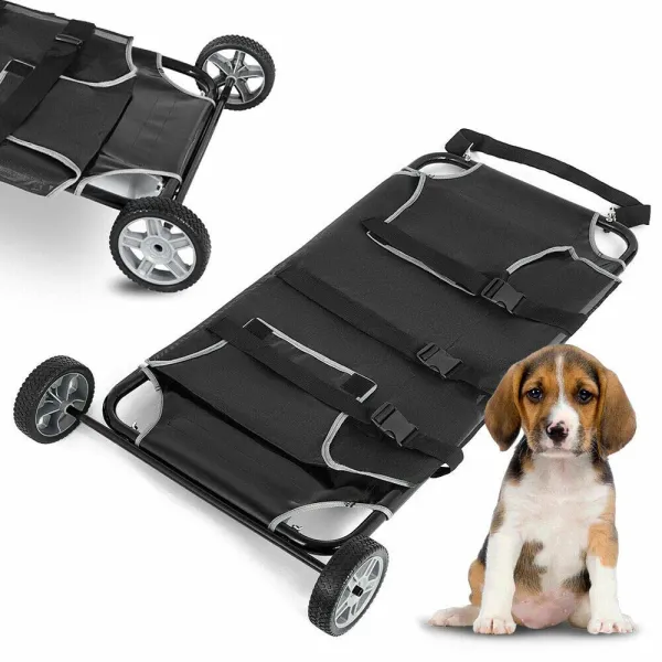 CNCEST Pet Trolley Veterinary Transport Stretcher with 2 Wheels