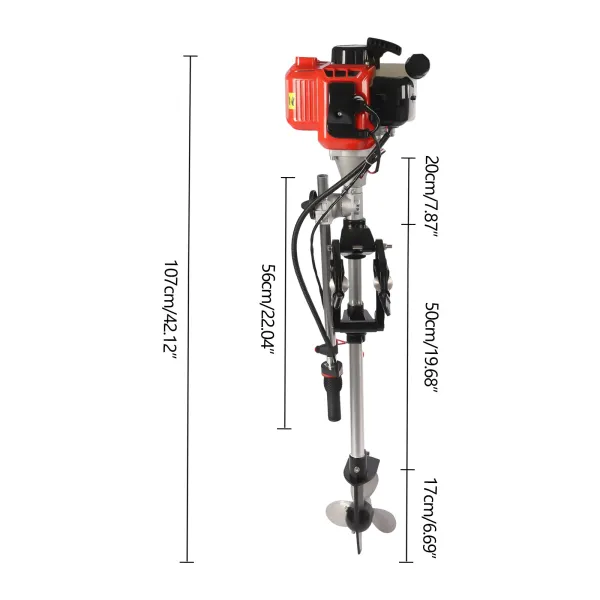 Outboard Motor Boat Engine 2 Stroke 2.3 HP, 1.7KW Marine Boat Motor 52CC with Air Cooling System