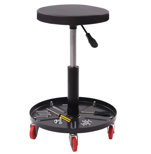 Roller Seat Stool Heavy Duty Workshop Stools for Garage 360 Rolling Stool Chair with 17.3-22.1Inch Adjustable Height