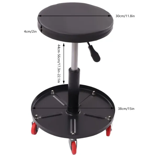 Roller Seat Stool Heavy Duty Workshop Stools for Garage 360 Rolling Stool Chair with 17.3-22.1Inch Adjustable Height