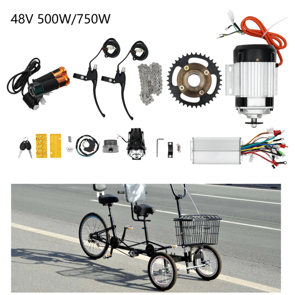 48V Brushless Motor Electric Tricycle Rickshaw Motor Kit Electric Brushless Motor Kit for Three Wheel Bike Rickshaw Tricycle (500W)