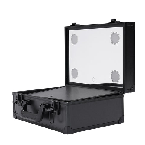 Professional Makeup Train Case Cosmetic Organizer Box Case W/ Light & Mirror USA