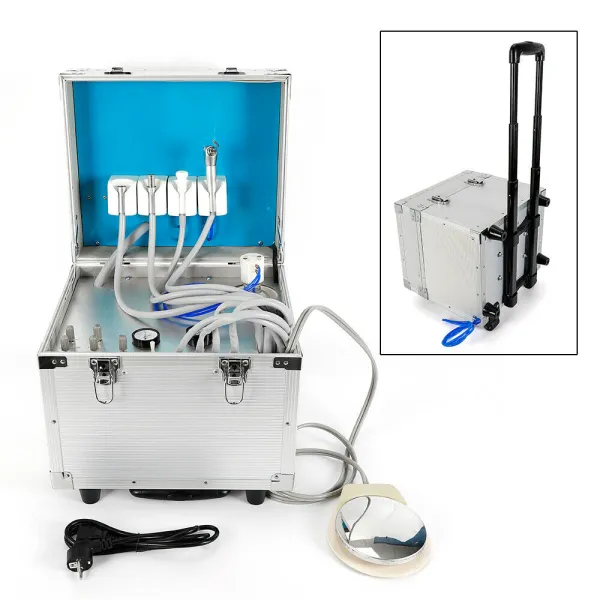 360W Portable Mobile Dental Unit System Treatment W/Air Compressor Weak Suction Easy Clean-up Easy To Move