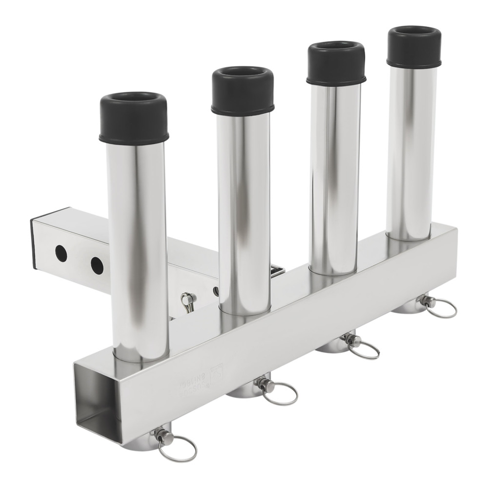 4 PCS Stainless Tournament Style Clamp on Fishing Rod Holder for Rails 1-1/4" to 2"