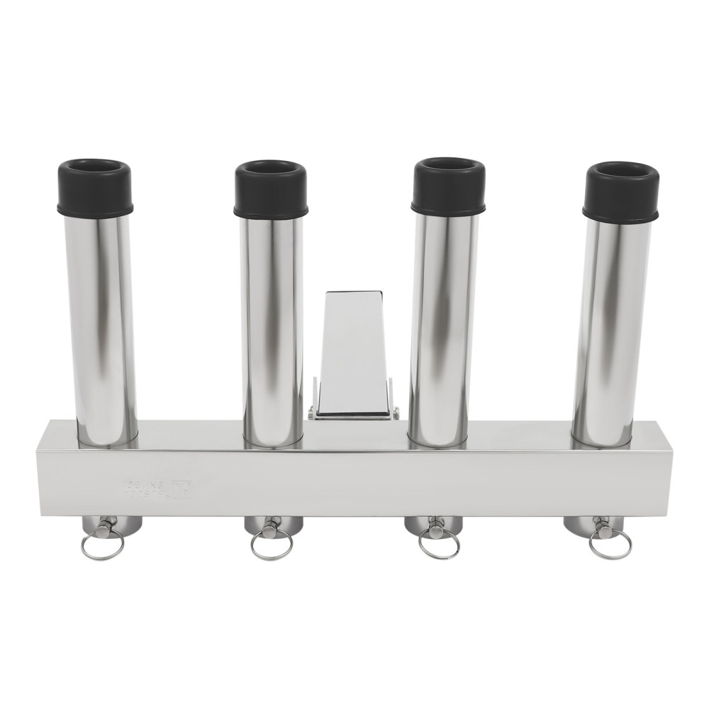 4 PCS Stainless Tournament Style Clamp on Fishing Rod Holder for Rails 1-1/4" to 2"