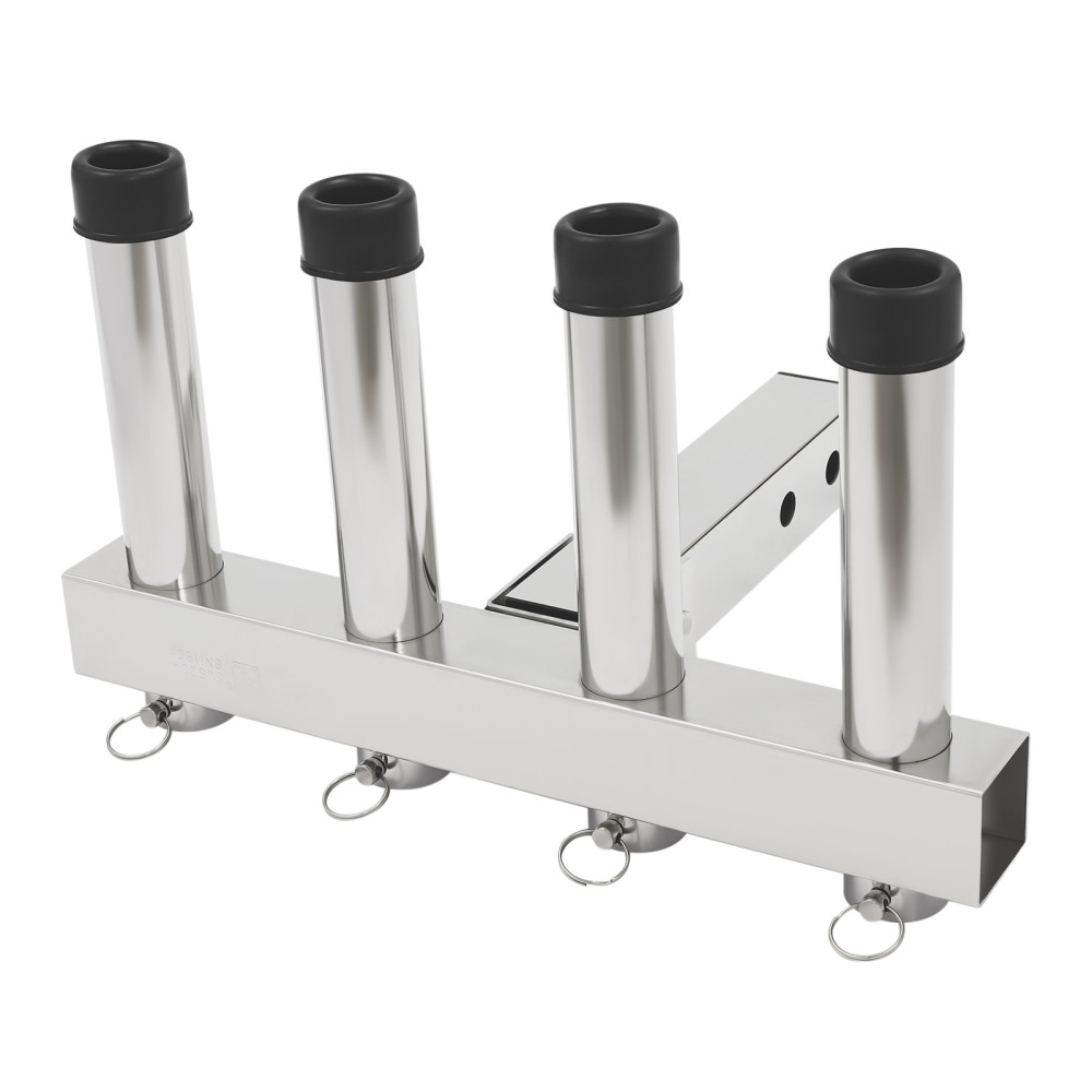 4 PCS Stainless Tournament Style Clamp on Fishing Rod Holder for Rails 1-1/4" to 2"