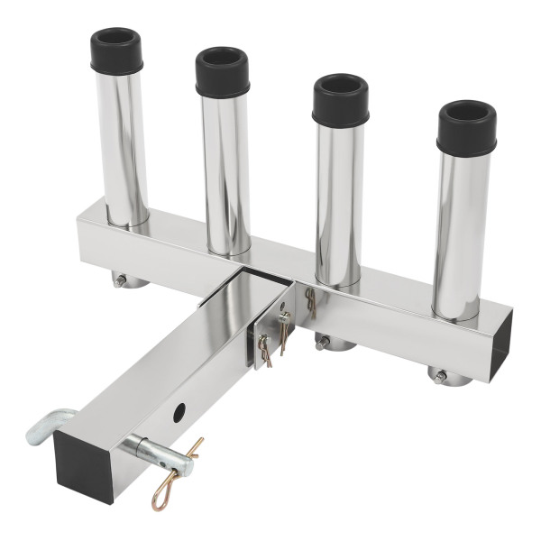 4 PCS Stainless Tournament Style Clamp on Fishing Rod Holder for Rails 1-1/4" to 2"