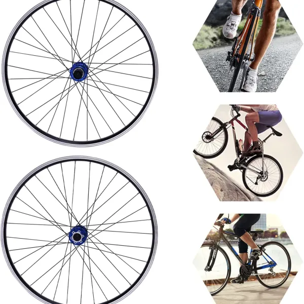 Mountain Bike Wheelset 27.5 Inch, Quick Release Front Rear Wheels Bike Wheels Fit 7-12 Speed Cassette Bicycle Wheelset, Blue Hub