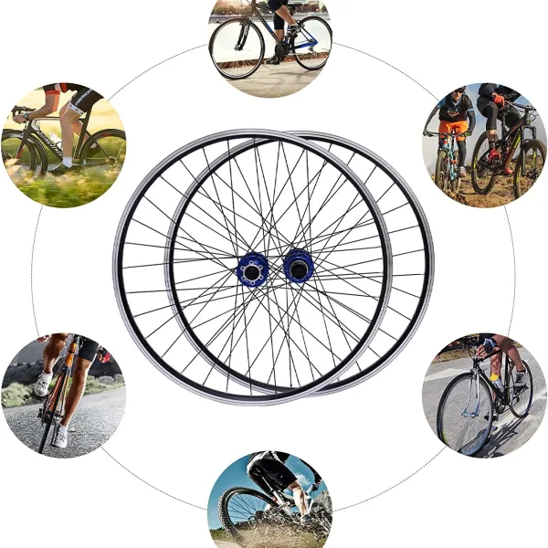 Mountain Bike Wheelset 27.5 Inch, Quick Release Front Rear Wheels Bike Wheels Fit 7-12 Speed Cassette Bicycle Wheelset, Blue Hub