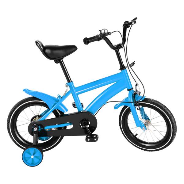 14" Children's Bicycle 2-4 Years Boys and Girls Height Adjustable Bicycle Kids Bike with Training Wheels Blue