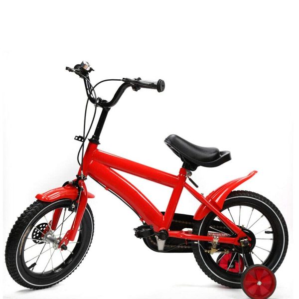 14" Kids Bike with High Carbon Steel, Adjustable Height & Fenders for 3-6 Year Olds（Red ）