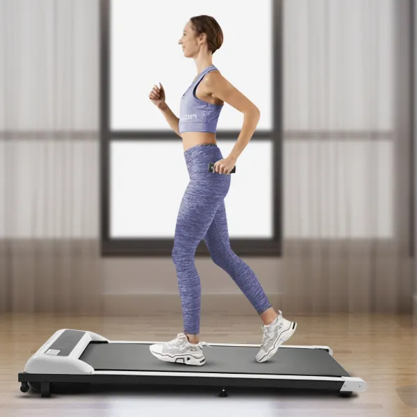 2 in 1Treadmill, 2.25HP Under Desk Electric Treadmill, Installation-Free, Remote Control, and LED Display