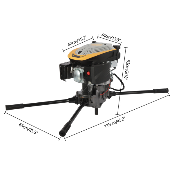 Earth Auger Two Man Post Hole Digger Industrial 223CC 4 Stroke 9 Horsepower Earth Auger Two Man Post Hole Digger Industrial 223CC 4 Stroke 9 Horsepower